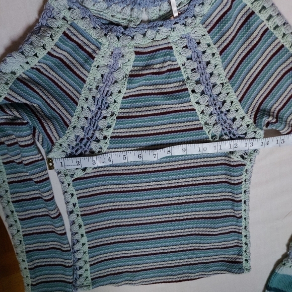 Free People Knit Stripe Top XS Boho Coastal Cowgirl Long Sleeve Tee - Picture 9 of 10